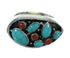 Genuine Sterling Silver Coral And Turquoise Southwestern Ring Size 8-1/4 YX70168